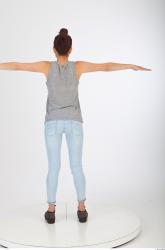 Whole body blue jeans gray T pose woman singlet of Molly